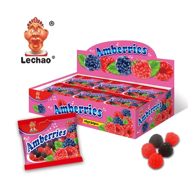 Halal Raspberries & Blackberries Gummy Candy - Sweet Fruit-Shaped