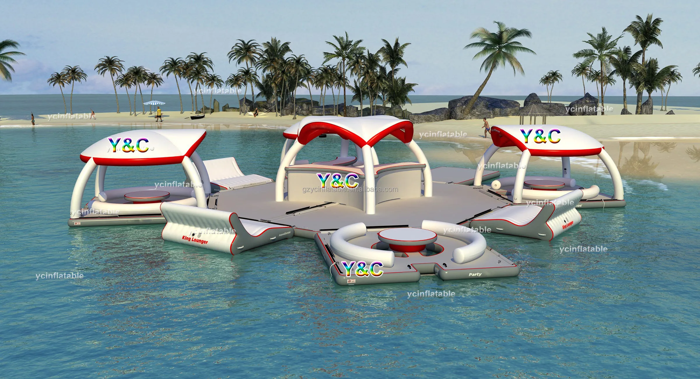 YC Inflatable Floating Pontoon Dock Water Platform SUP Inflatable Dock Floating for Camping