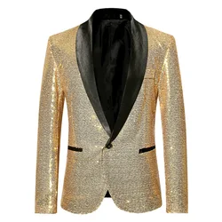 Giacca Uomo In Ecopelle Effetto Bagnato Con Glitter – Due Bottoni, Slim Fit – Per Palco E Serate