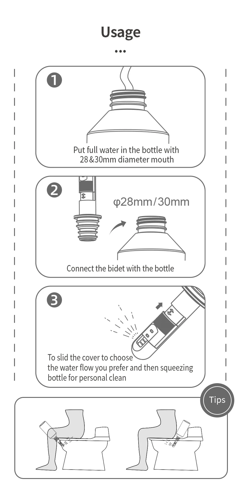 Non-Electric Manual Bidet in Mini Size Suitable for Any Thread Bottle in the World manufacture