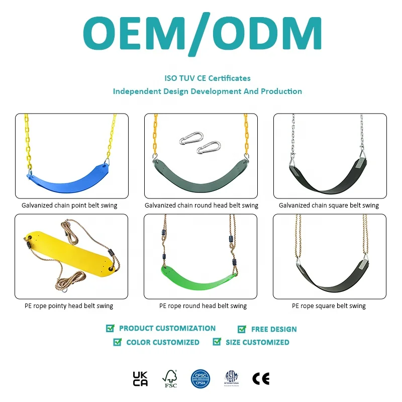 Outdoor Garden Backyard Kids PVC Plastic Soft Rope Belt Swing Seat