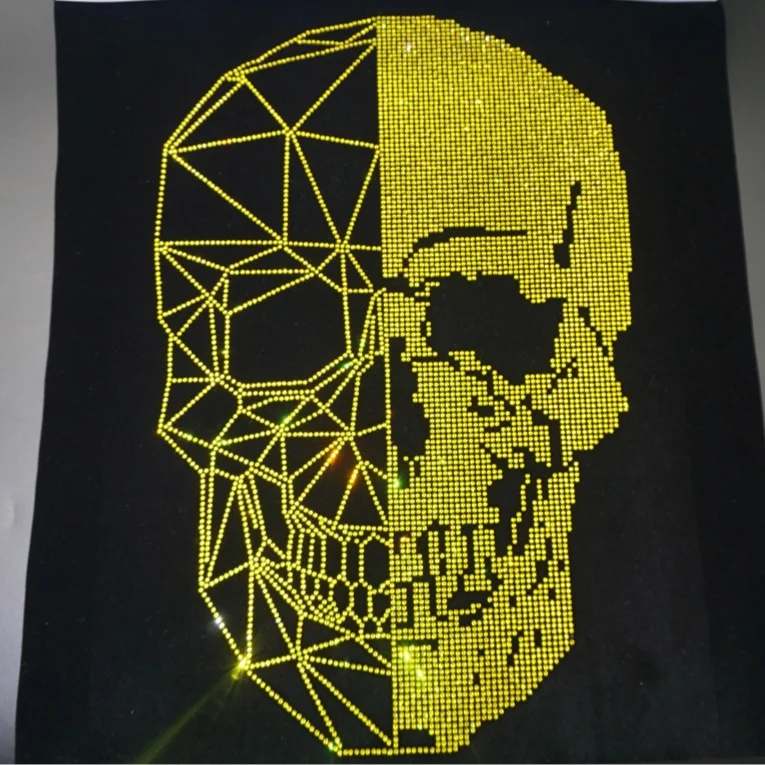 Free sample Professional large design lion crystal beads rhinestone transfer for clothing