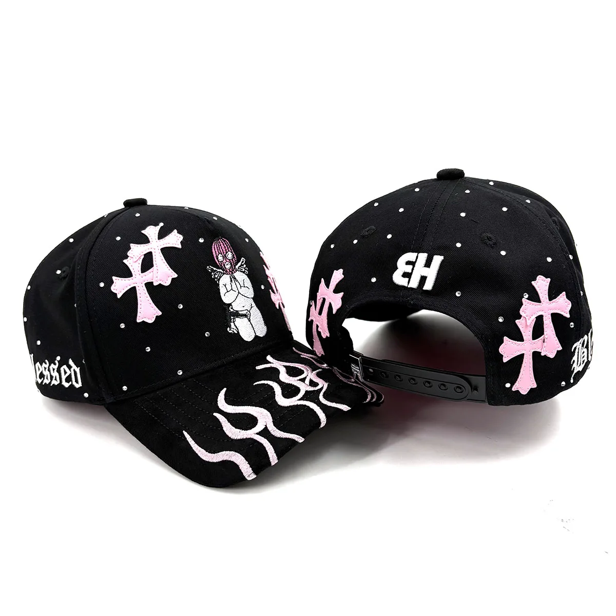 Custom Fashioned Skull Rhinestone Embellished Baseball Caps display picture 2