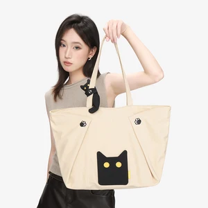 NOXXON Nylon Tote Bag Waterproof Single Shoulder Bag Portable Large Capacity Tote Bag with Zipper Custom for Girls