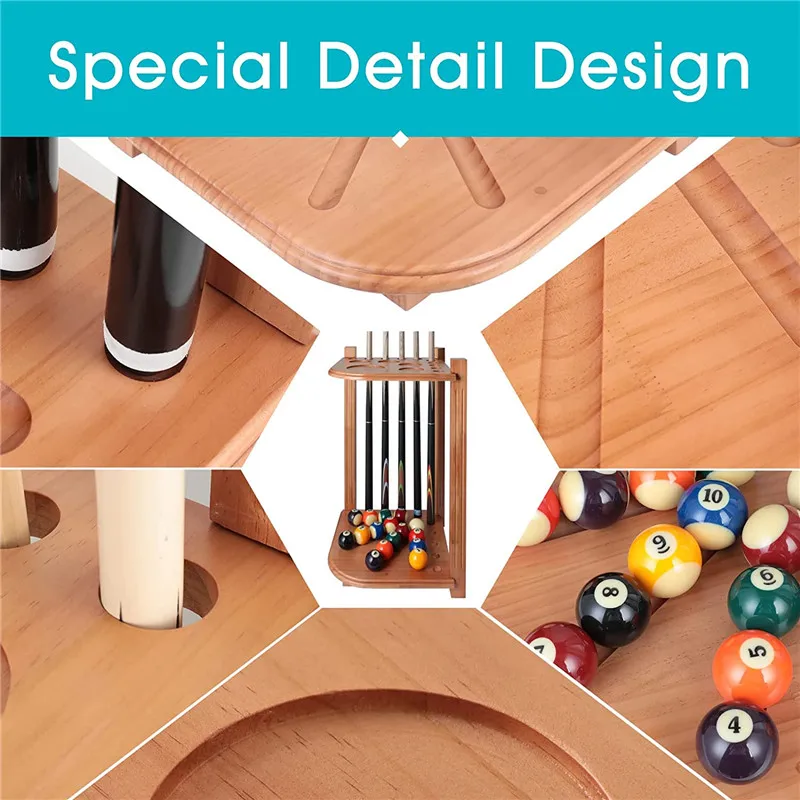 10 Pool Cue Sticks,Cornerstyle Pool Stick Holder Floor Stand,Solid