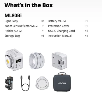 Godox ML80Bi ML150Bi Bi-Color LED Video Light 2800K-6500K, CRI 96+ High Output Camera Lighting for Photography Vlog Live Stream product image