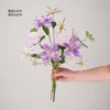 Purple double-petaled lily and light purple dandelion bulb bouquet