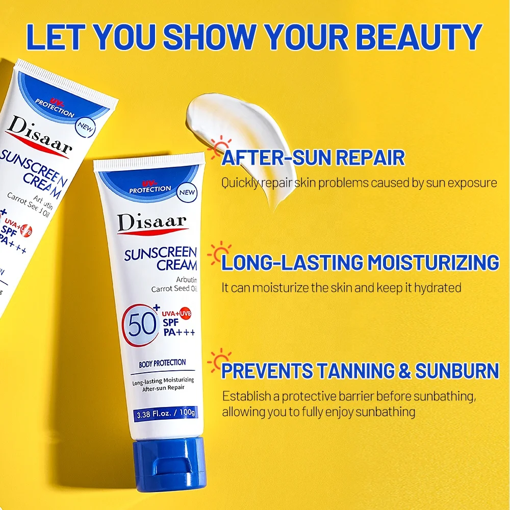 Disaar Long Lasting Moisturizing After Sun Repair Body Protection SPF50 Whitening Sunscreen Cream