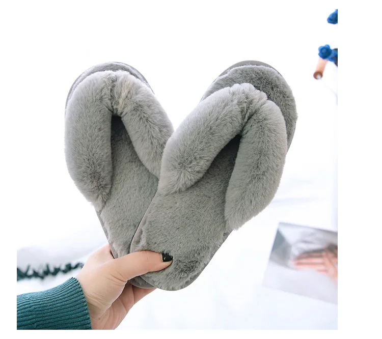 Оптовая продажа, меховые женские домашние теплые тапочки, домашние пушистые тапочки-стринги