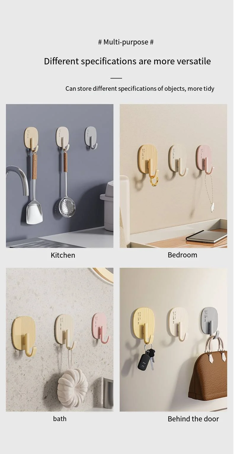 Non-punch novelty hooks adhesive strong load bearing door behind sticky novelty hooks Kitchen bathroom wall wall traceless backpack hanging shelf details