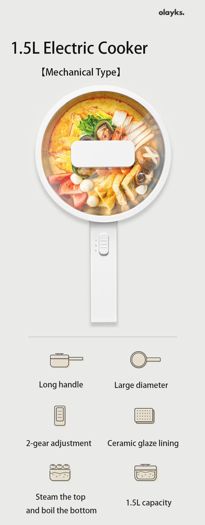 Kitchen Appliance1.5l Mini Electric Hot Pot Non Stick Portable Frying