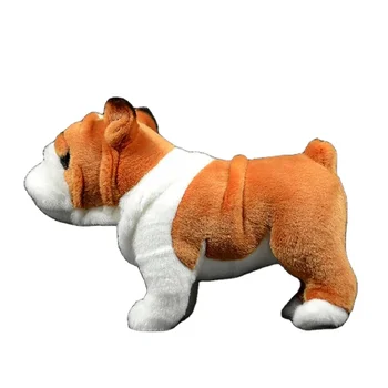 Custom Real Life British Bulldog Dog Plush Toys Realistic Standing Yellow Puppy Stuffed Animal