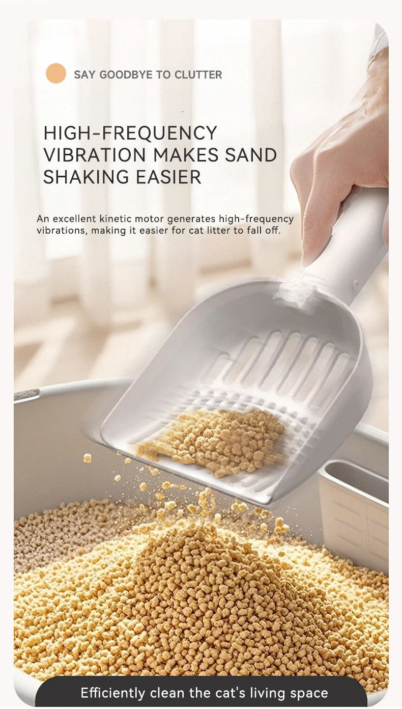 Pet Automatic Plastic cat Litter Shovel Electric Shaking Shovel Excrement Sieve Sand Custom Label Cleaning Shovel details