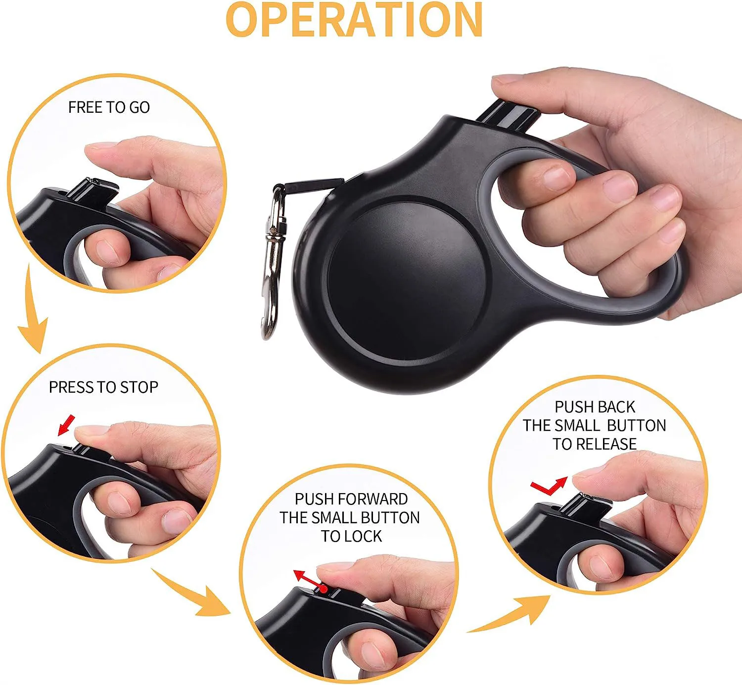 360 Degree Free Quick Lock and Unlock Super Comfortable Ergonomic Grip Dog Walking Leash Dog Leash Retractable