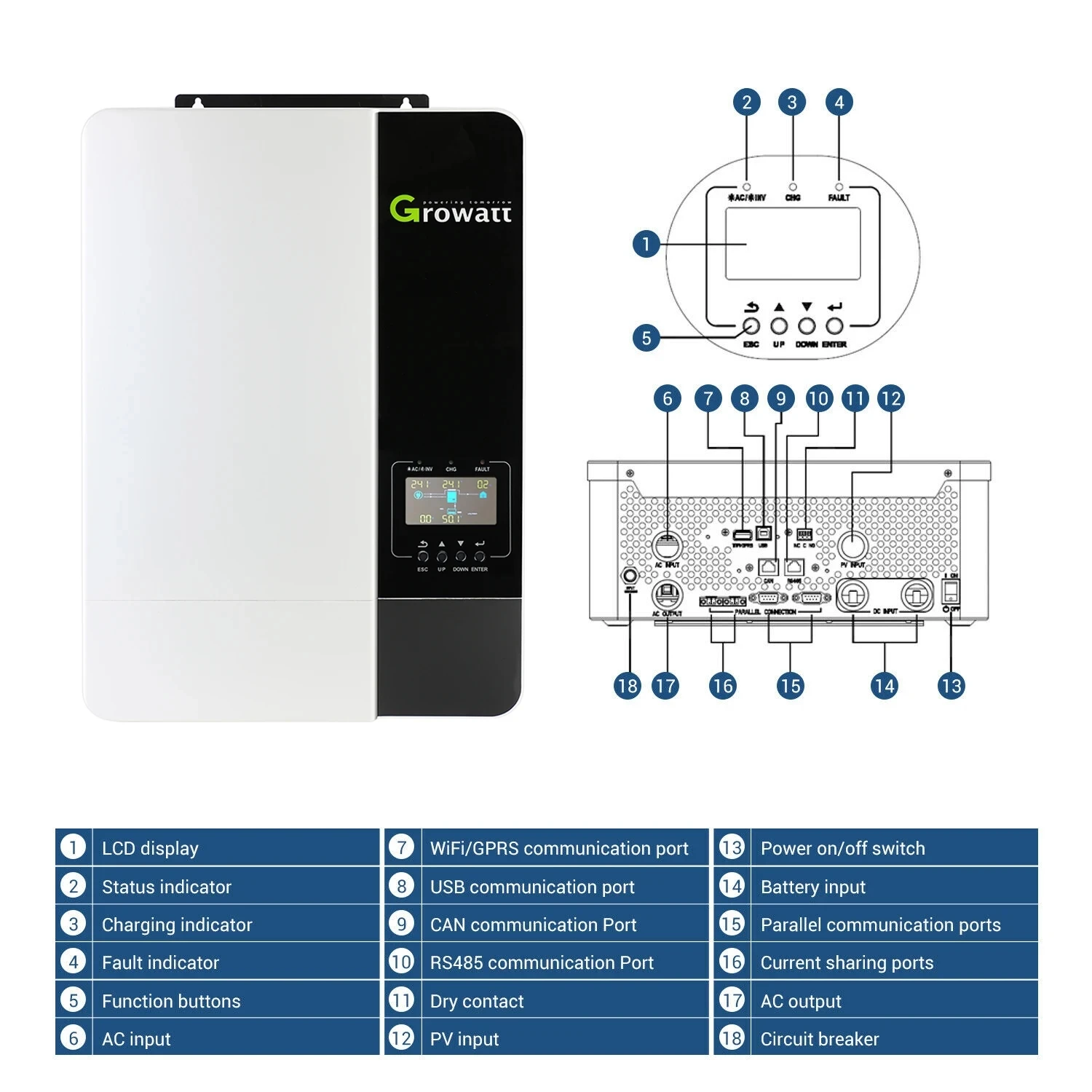 Growatt 3500es Spf 5000es Inverter Off Grid 3000w 5000w 3kw 5kw Pure ...