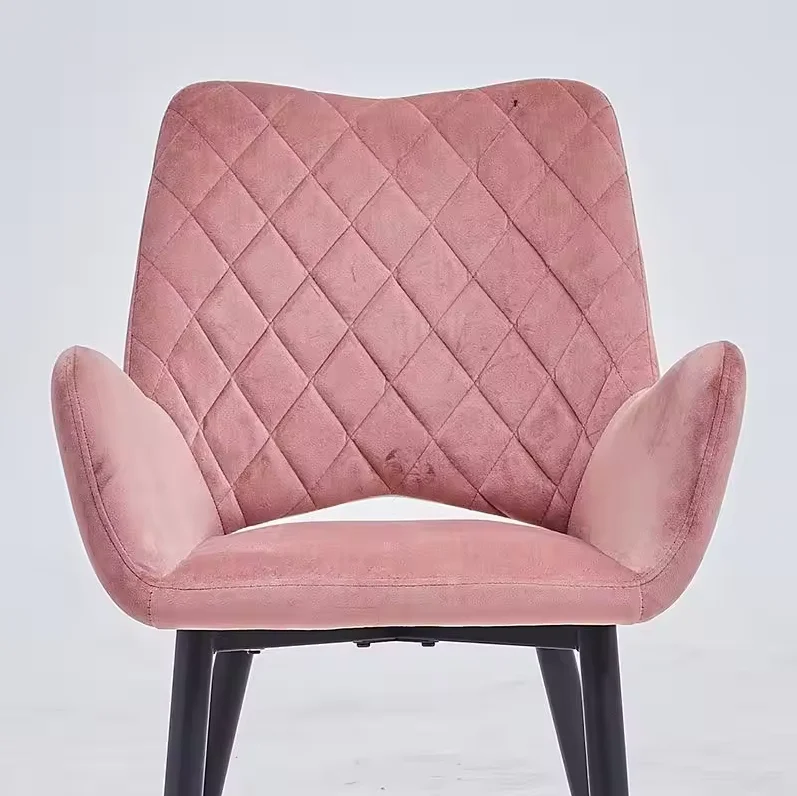 Red Pink Suede Dining Chairs Modern Dining Furniture Restaurant