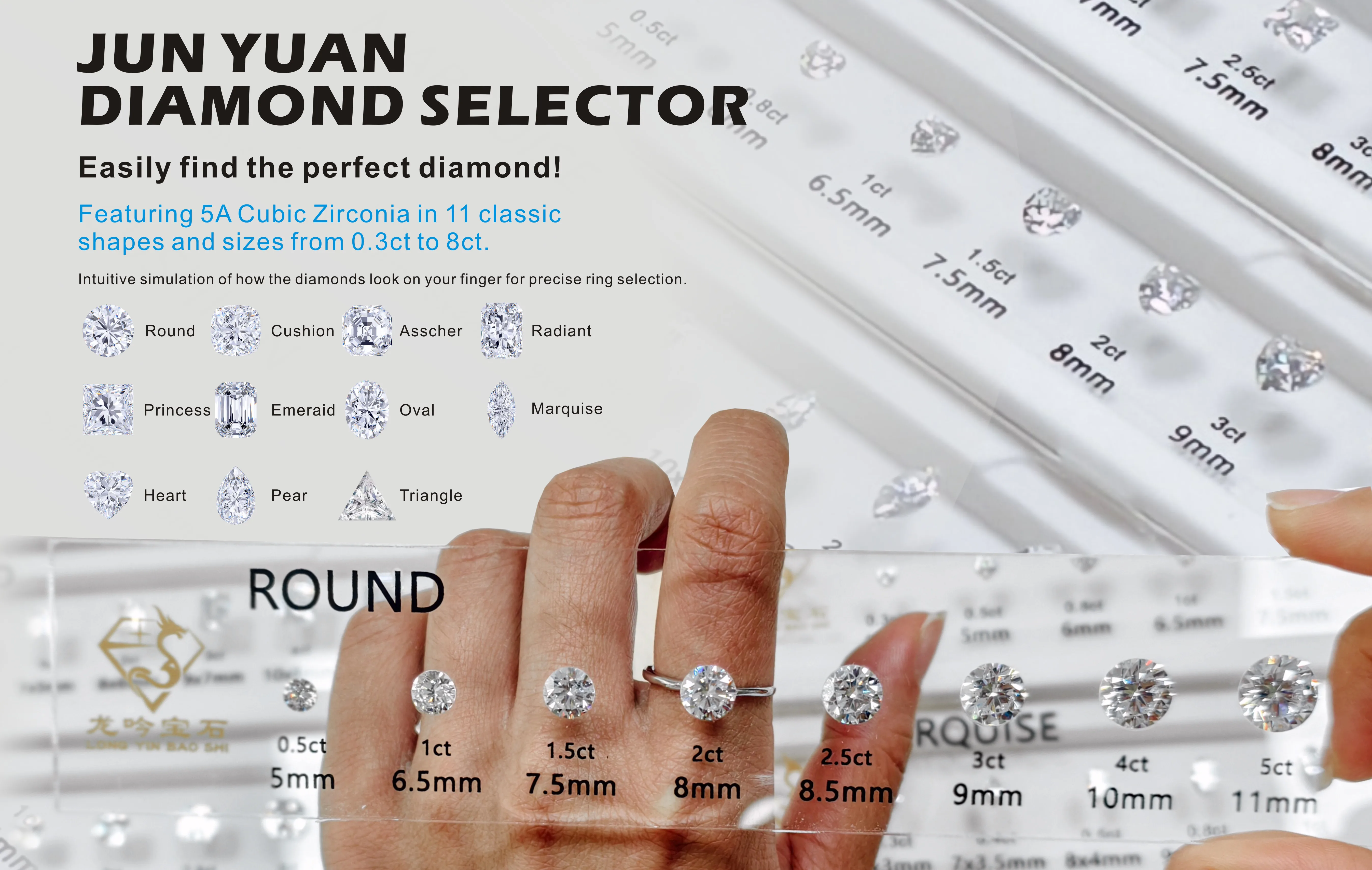 Customization Gemstone Charts - White Cubic Zirconia Sets