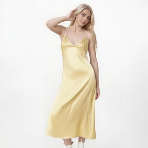 Romantic Elegant Satin Lace Nightgown ODM Luxury XL Winter Floral Print Lingerie Smooth Elastic Hot Sleeveless Nightdress Women