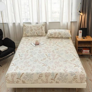 100% Cotton Luxury King Bedding Sets Printed Pattern Breathable Fitted Sheet Quality Hotel & Hospital Use Plain Style Bed Sheet