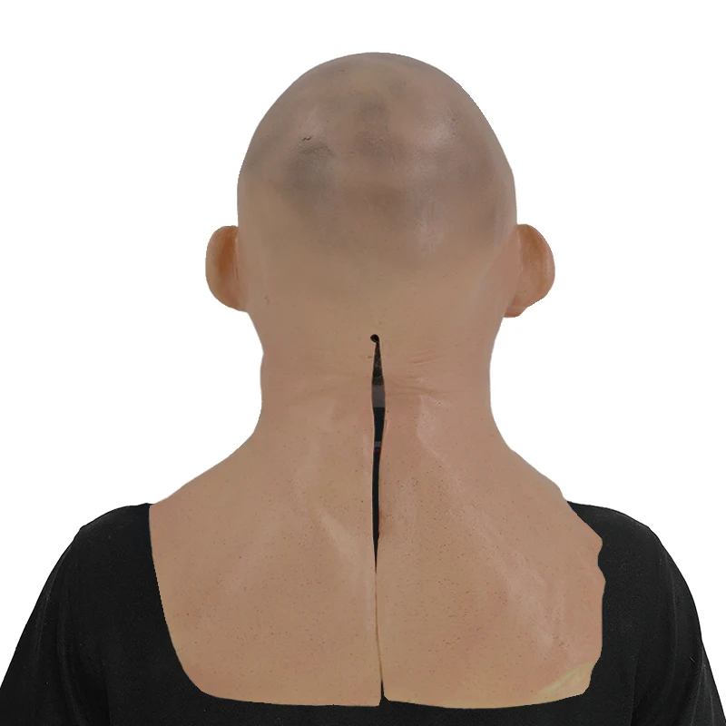 Custom Realistic Human Mask Latex Horror Bald Old Woman Mask with Wrinkle for Halloween Cosplay Adult Mask