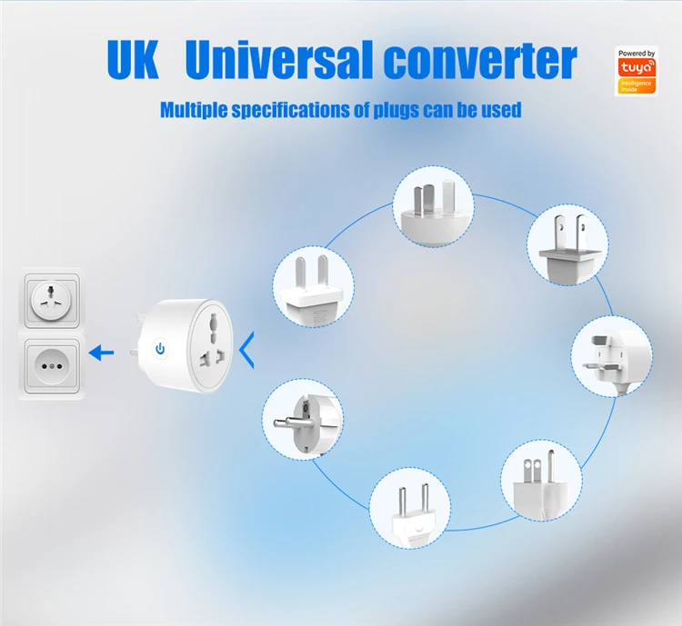 Universal Standard Travel Socket British Standard Universal Hole Tuya Wifi 16A Smart Voice Control Remote Timing Socket