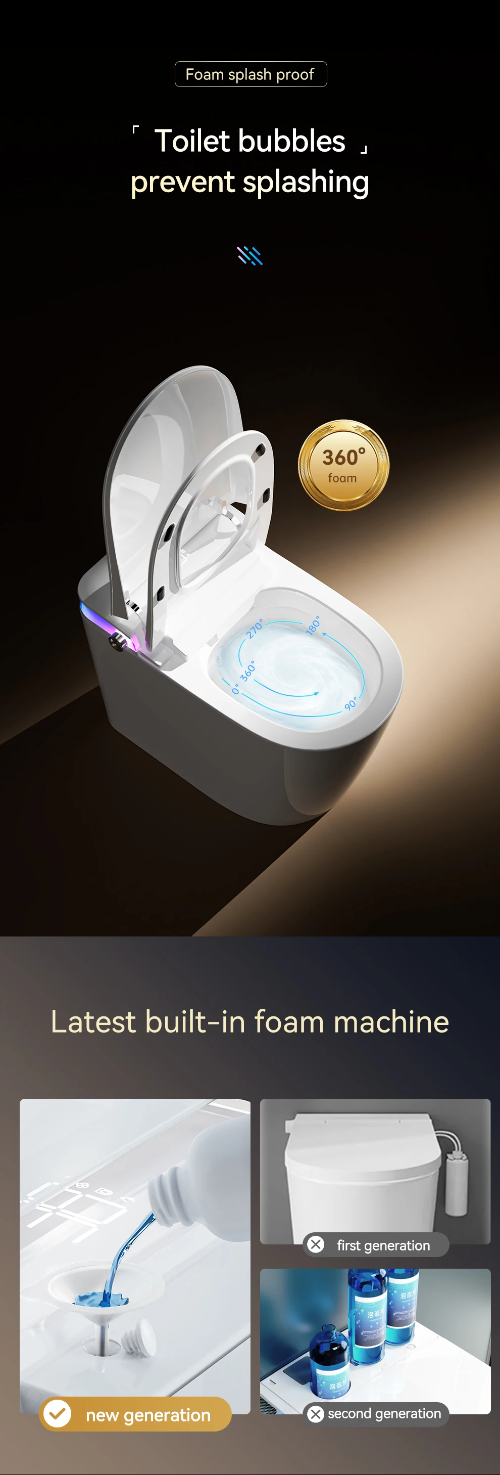 New design white clean dry seat heating ceramic bathroom sanitary ware automatic smart toilet intelligent manufacture