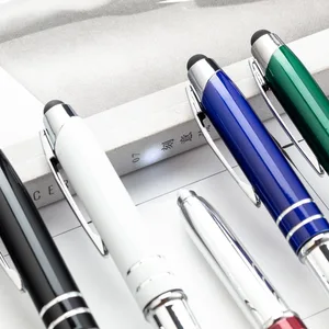 Multifunctional LED Light Metal Touch Screen Capacitive Pen Sports Office Ballpoint Pen LED Light for Advertising Logo Printing