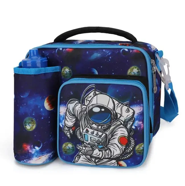 Durable Kids Lunch Bag for Kids 3+ Holds Lunch Box Water Bottle Snacks Easy-Clean Water-Resistant Zippered School Bag Pockets