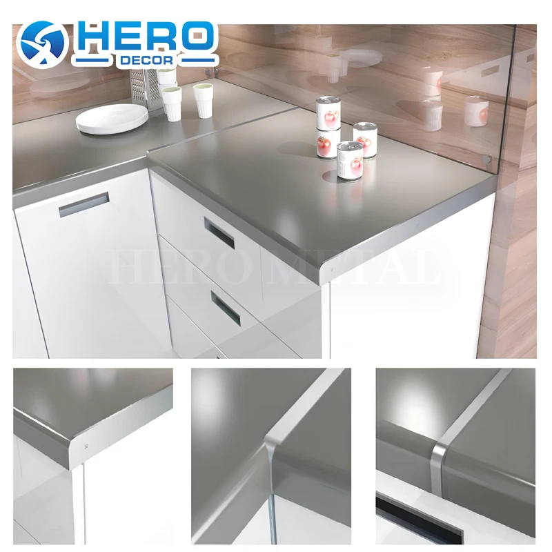 Free Sample Aluminium Kitchen Worktop Joining Trim Silver 600 mm End Straight Corner Joint Kitchen Edging Strips