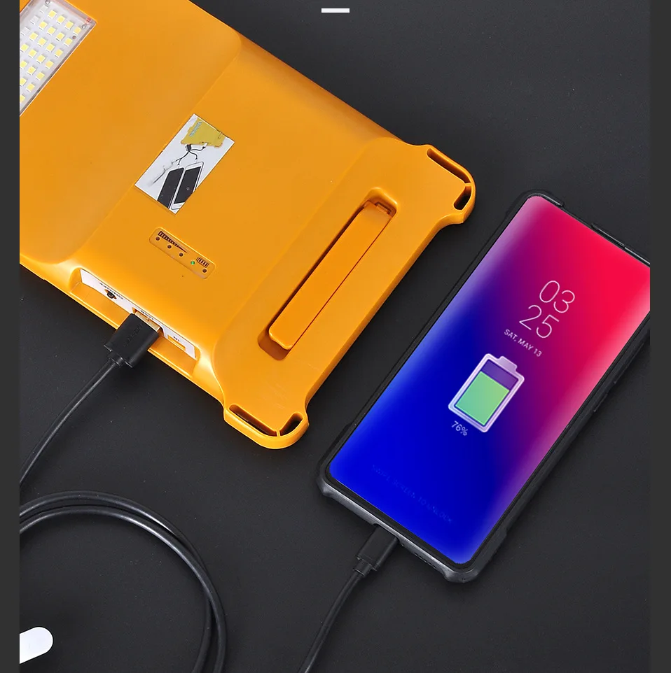 Светодиодный солнечный прожектор Открытый IP55 Водонепроницаемый USB-прожектор для путешествий Портативное освещение