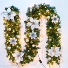 2.7M Long Christmas PVC Garland Pine Wreath Thick Mantel Cane Green Party Decoration