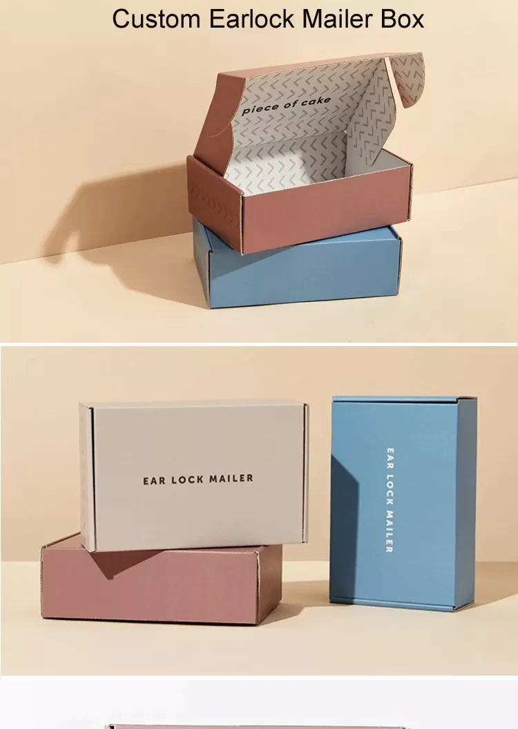 Custom Printed Corrugated Cardboard Ear Lock Self Pealing Packaging ...