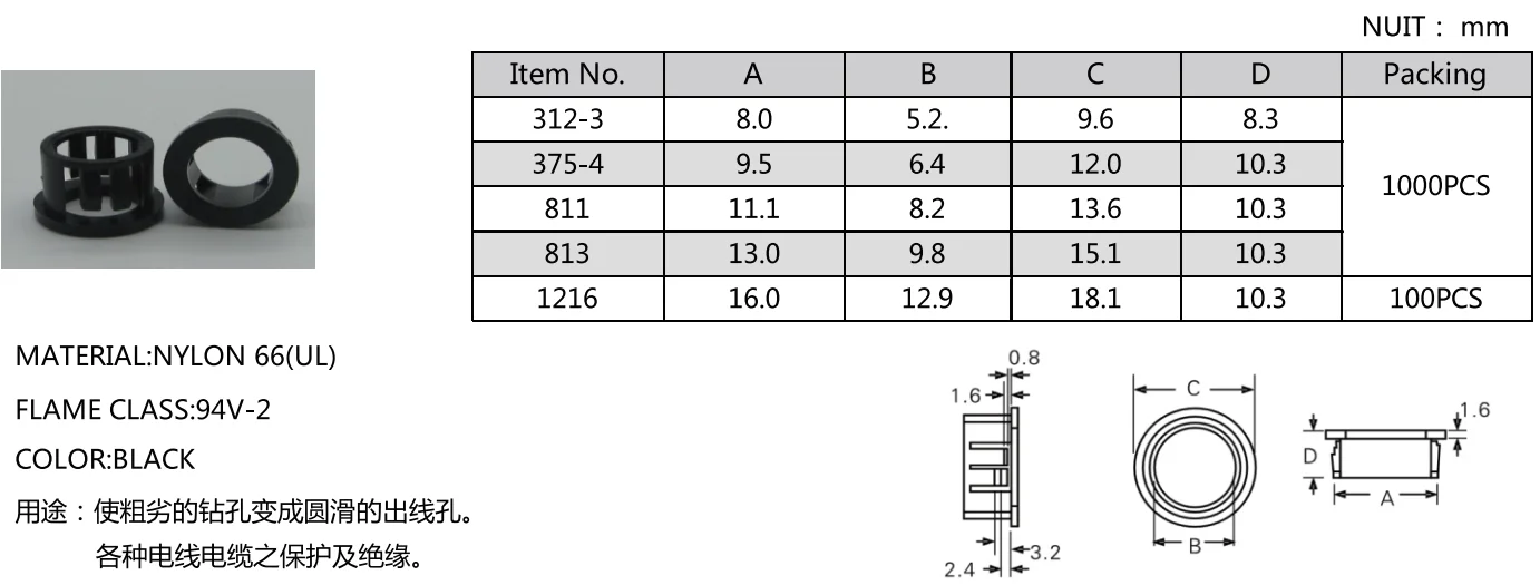 Nylon Snap Bushings Plastic Snap Electrical Bushing Snap Bushing