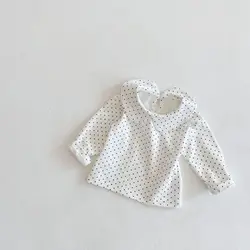 Детская футболка весна 2021 топы для новорожденных девочек детская рубашка с кукольным воротником универсальная длинным рукавом