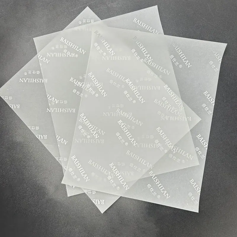 Low Moq Various Colors Custom White Vellum Paper With Silver Logo