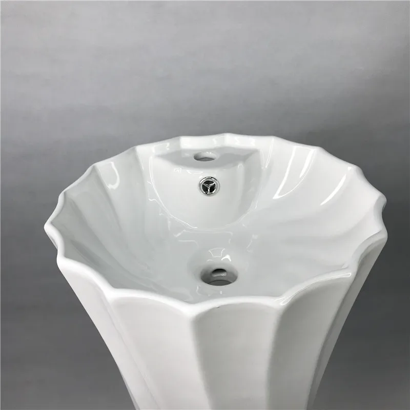 New Design Pedestal Sink Modern Hotel Sanitary Ware Bathroom Ceramic Round Hand Wash Basin Ceramic Pedestal Basin