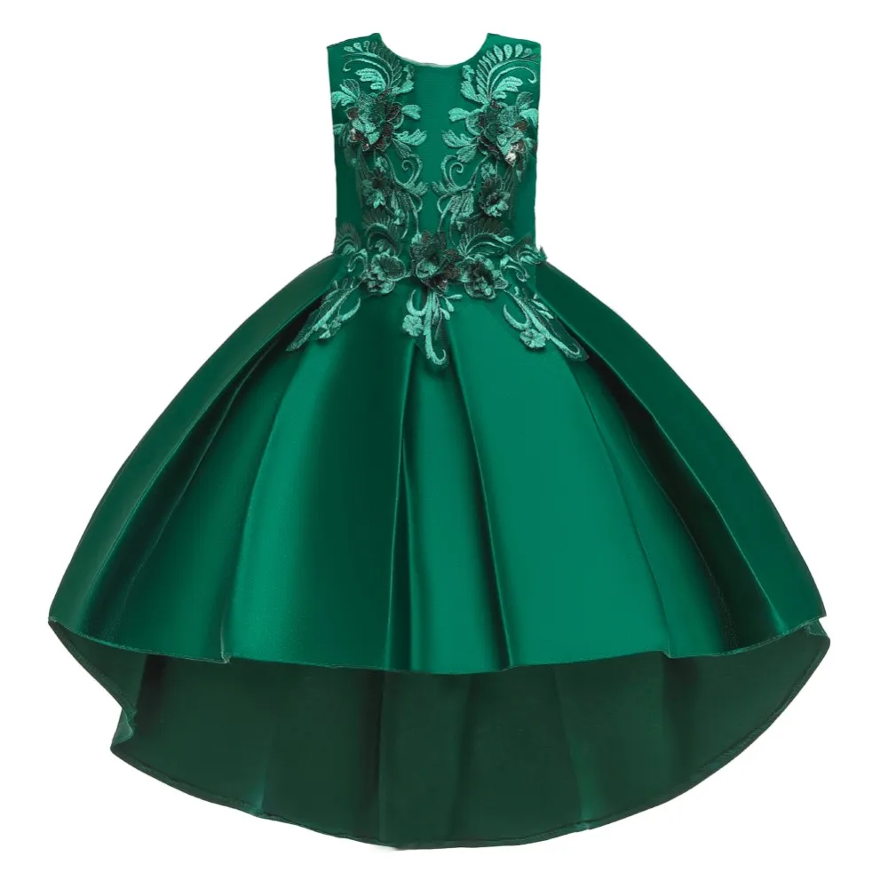 Европейские платье девочка длиннохвостый вечернее платье 3D стереоскопическое вышивание девушка день рождения вечернее платье