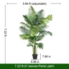 Palmier Areca artificiel vert de 2,2 m (7,22 pi) avec 21 frondes et pot noir