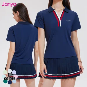 Janya Quick Dry 4-Way Stretch Breathable Pickleball Wear Short Sleeve Polo Shirts 2-Piece Sets Pockets High Waist Tennis Skirt