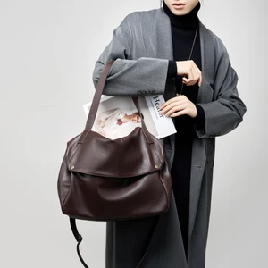 Wholesale Custom Design Vintage Genuine Leather Tote Bag Fashion Luxury Handbag Crossbody Bag Ladies Women's Shoulder Bag Zipper