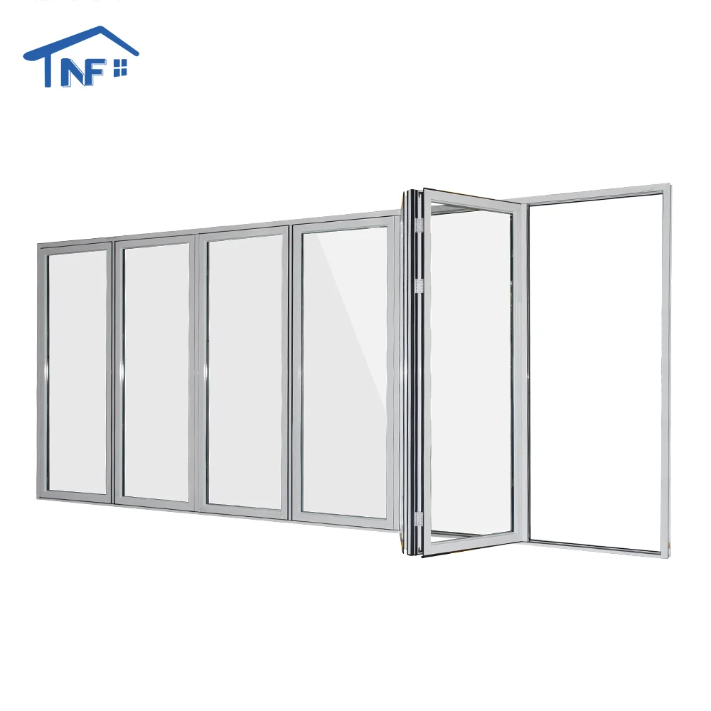 NFRC Patio Soundproof Bifold Doors Foldable Door Tempered Glass Aluminum Sliding Folding Doors