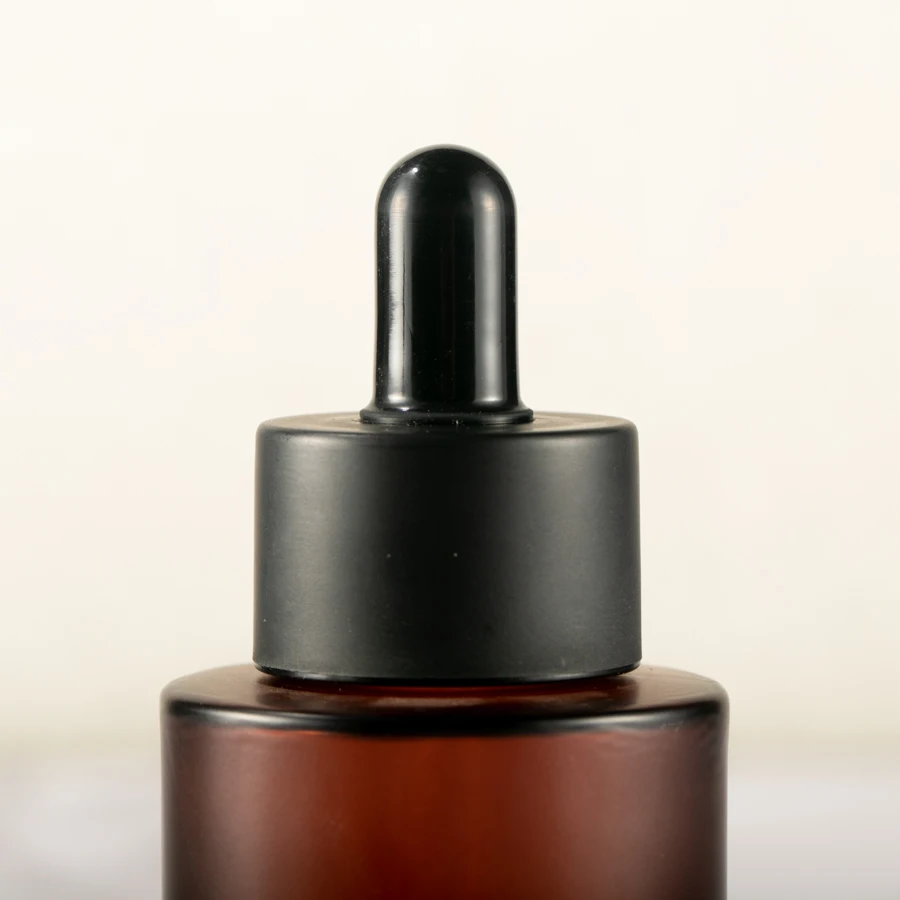 Empty Refillable 1 oz 30ml 40 ml Thick Base Round Amber Glass Serum Bottle Essential Oil Dropper Bottle with Double Wall Cap