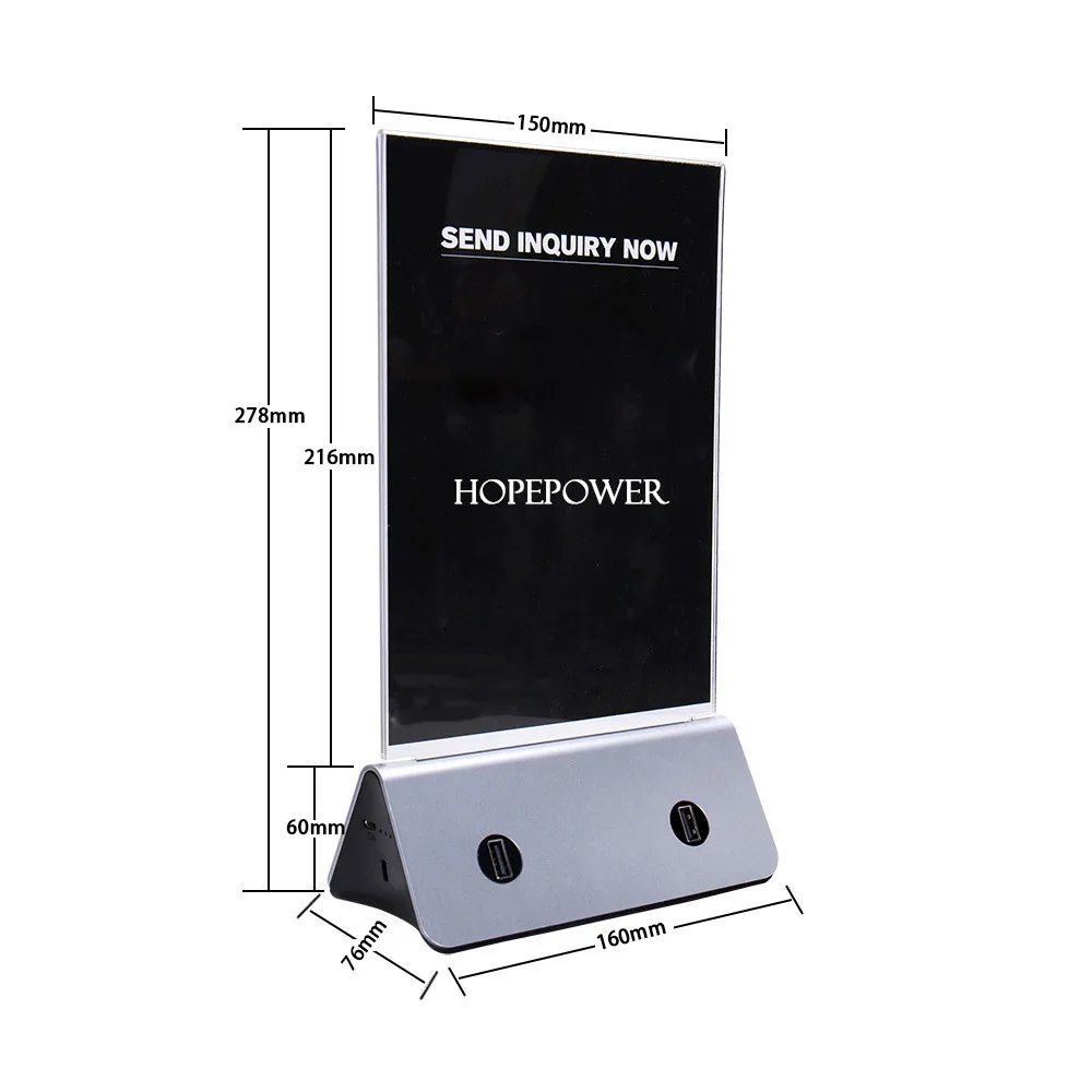 2023 New Electrical Products  4 USB Ports Table Stand Restaurant Holder Menu Power Bank Stand Display Usb Charger