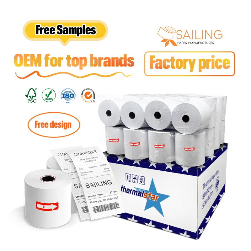 Yiwu Blue Packing Line Thermal Paper Rolls 80x80mm Thermal Base Paper for Spain Market