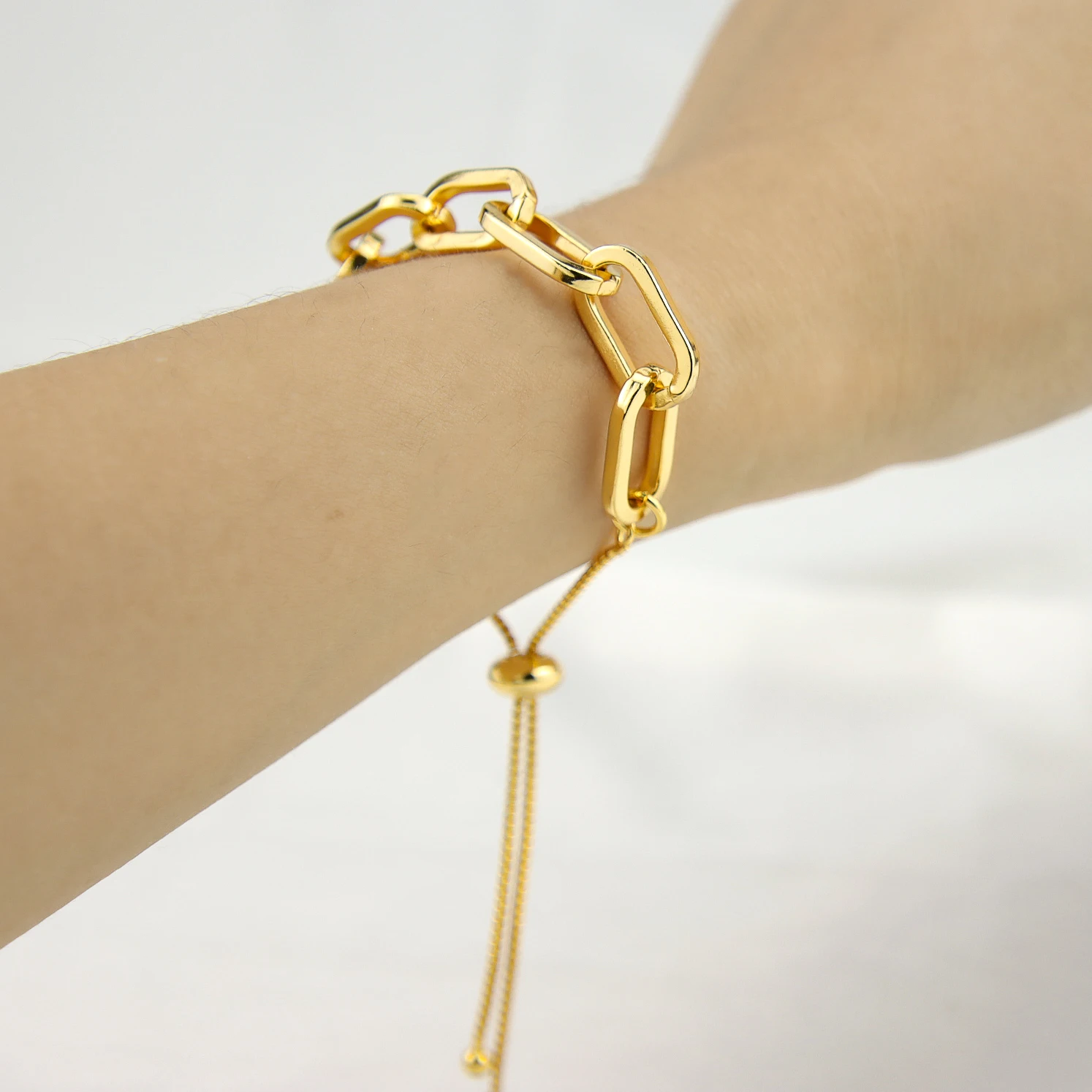 New Arrivals Link Chain Bracelet 18K Gold Plated Bracelet Women Adjustable Chain Bracelet for Gift