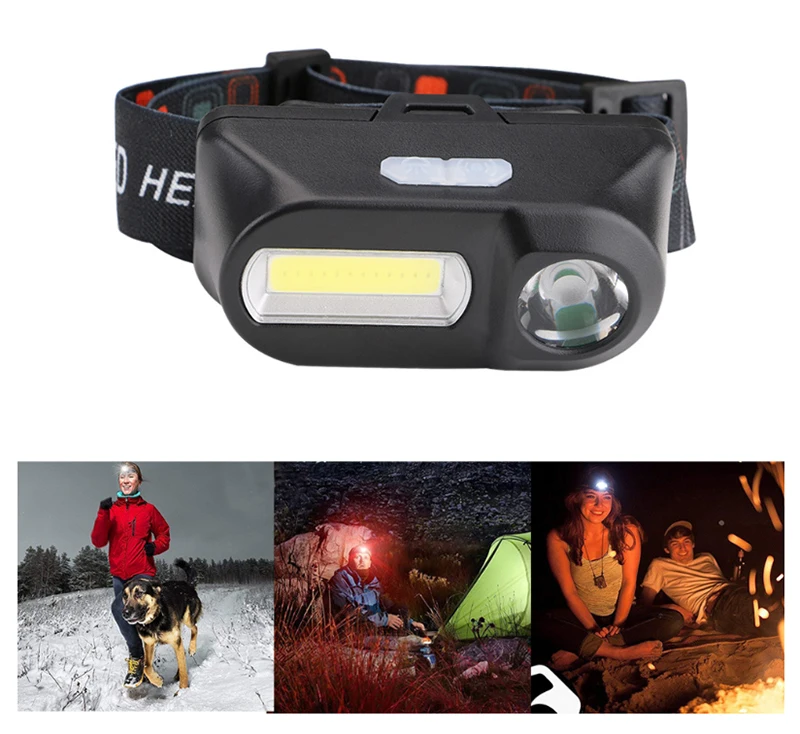 High Power Rechargeable LED Headlamp with 6 Work Modes 230Lm Led Light for Head Lamp ABS LED Headlamp for Hiking