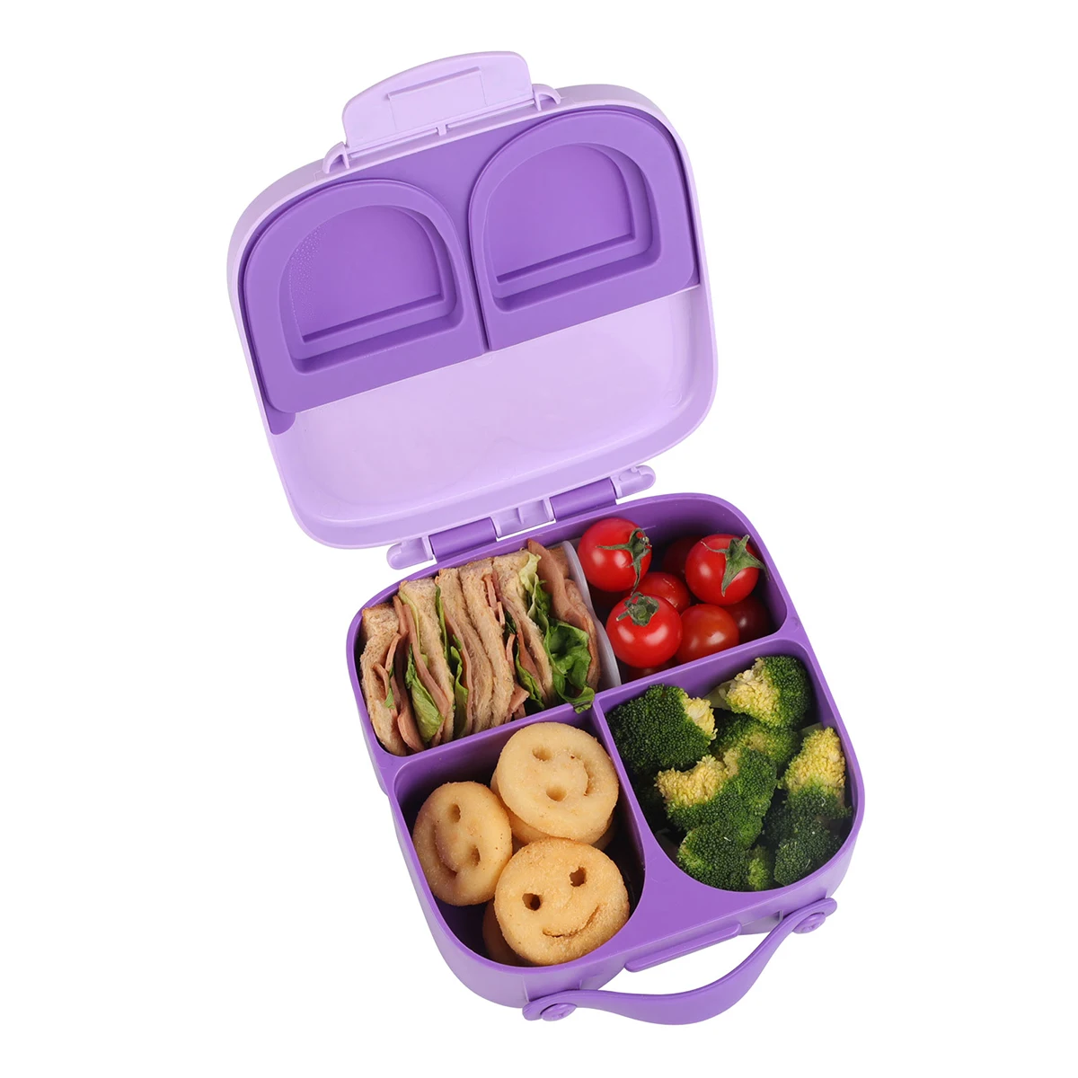 Kids Plastic Lunch Box 4 Compartments Food Containers Portable Kids ...