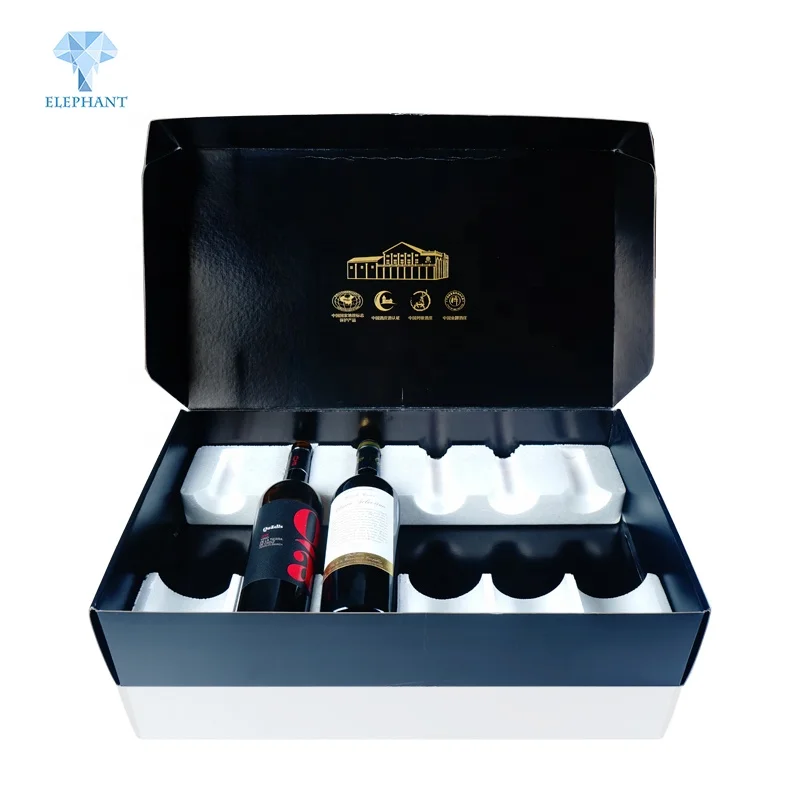 Изготовленный на заказ логотип винная гофрированная бумага подарочная упаковка набор пенопластовая коробка для вина