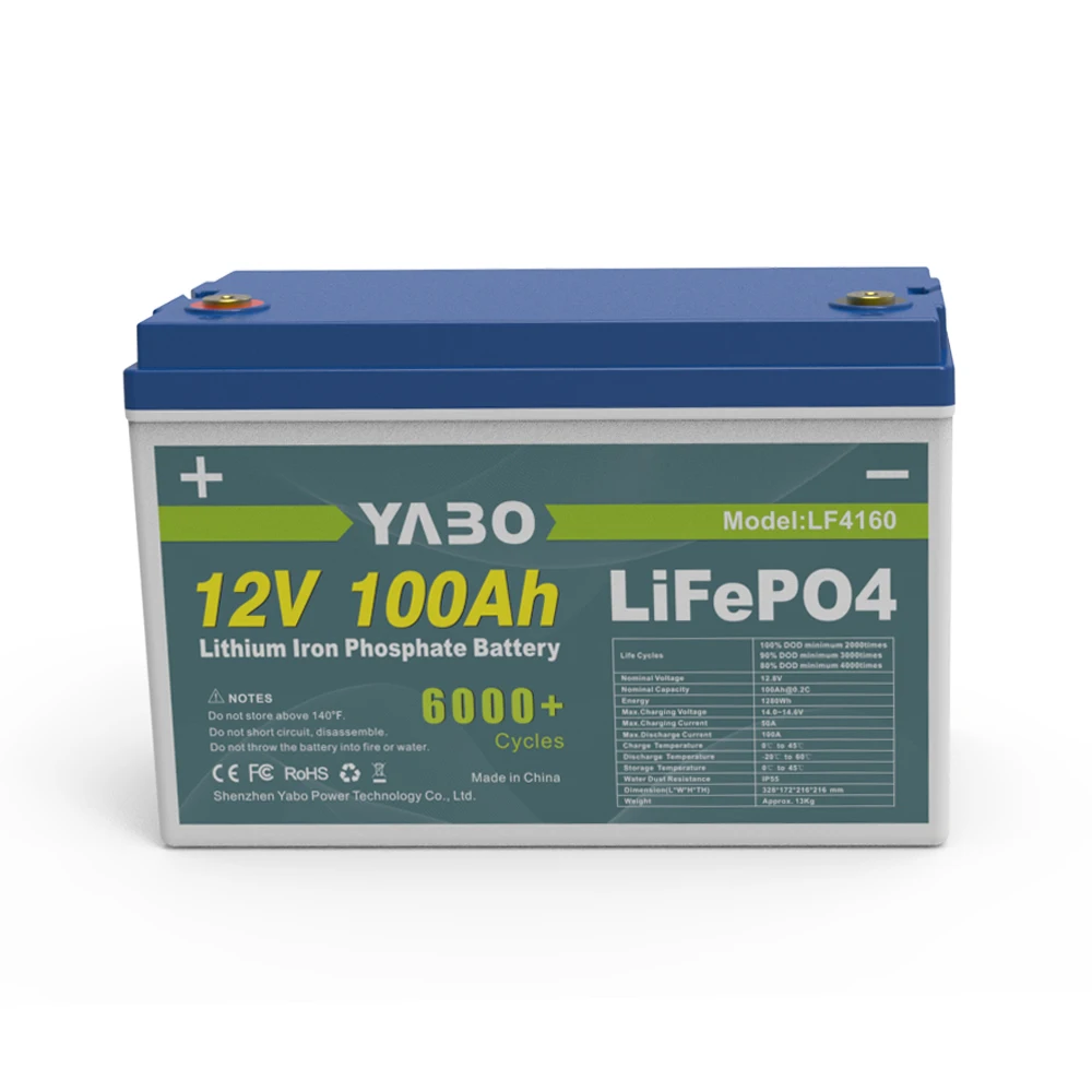 YABO Rechargeable Solar UPS Power 150Ah 200Ah 12V 100Ah LiFePO4 Battery Deep Cycle 12V BMS Energy Storage Lithium Battery