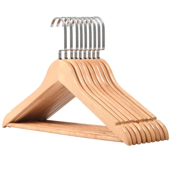 Hot Sale Premium Quality Logo Strong Coat Wooden Hanger Round Head Custom Solid Wood Hangers for Clothing